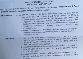 Terbukti Melanggar AD/ART Partai, M Apriyandi Akan di PAW