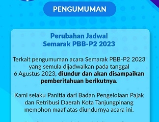 BPPRD Tanjungpinang: Kegiatan Semarak PBB P2 Tahun 2023 di Tunda