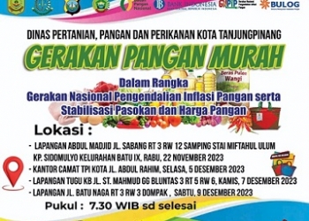 DP3 Tanjungpinang Kembali akan Menggelar Gerakan Pangan Murah di Empat Lokasi Mulai 22 November