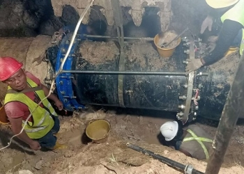 Penyambungan Pipa Depan Kongkow Telah Selesai, Air Akan Normal Secara Bertahap