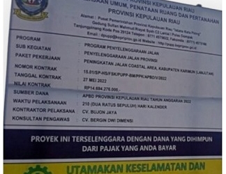 Proyek Jalan Bernilai Rp14,6 M, Inspektorat Ungkap Penjelasan Kedua DPUPP Kepri