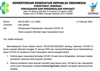 Vaksinasi Booster Dapat Dilakukan Setelah Tiga Bulan Vaksinasi Dosis Primer