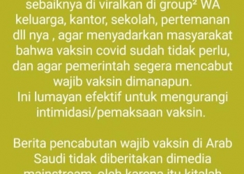 Dianggap Provokatif, Warga Tanjungpinang yang Menyebarkan Tidak Perlu di Vaksin Agar Diproses Hukum