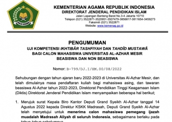 Ini Ketentuan Pendaftaran Uji Kompetensi Calon Penerima Beasiswa Al-Azhar-Mesir