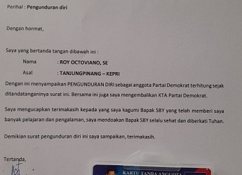 Setelah 20 Tahun Berkiprah di Partai Demokrat, Roy Octoviano Memilih Mundur