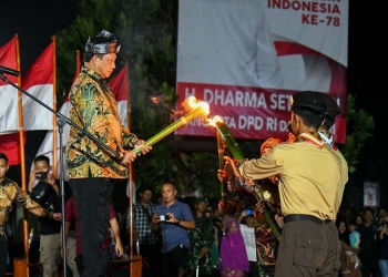 Sambut HUT RI, Malam Taptu dan Pawai Obor di Pantai Piwang Natuna Bersama Mendagri